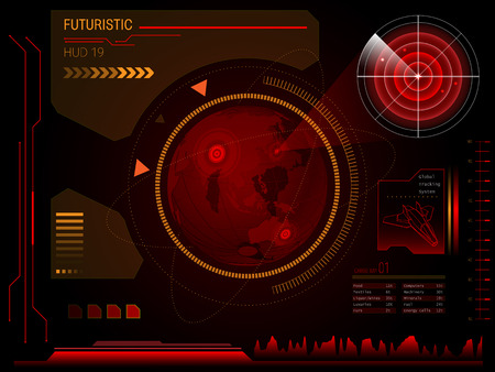Futuristic blue virtual graphic touch user interface HUDのイラスト素材