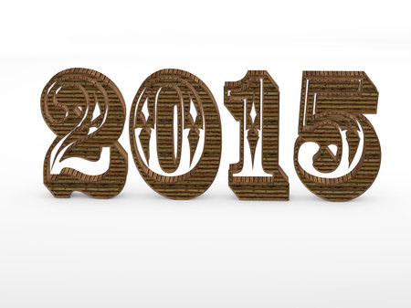 2015 year volume 3D wood planks numbers isolated on white background