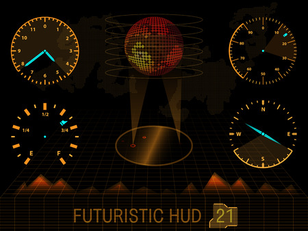 Futuristic orange virtual graphic touch user interface HUDのイラスト素材
