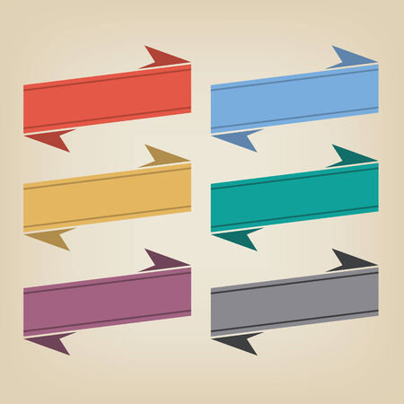 Flat Retro Style Colorful Harmonic Ribbons and Badgesのイラスト素材