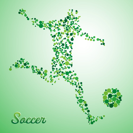Abstract soccer player from dots kicking the ballのイラスト素材