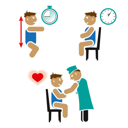 Illustration of a Kid Squatting during cardiovascular testのイラスト素材