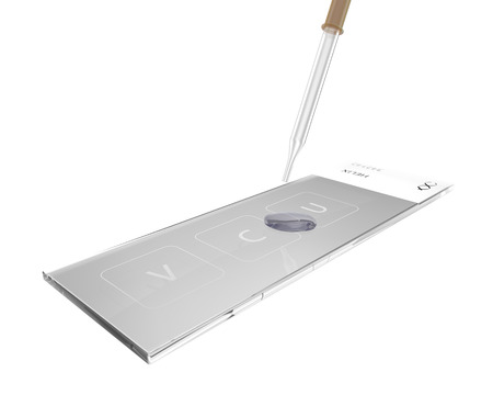 Laboratory slide glass with gynecological smear and eyedropperの写真素材