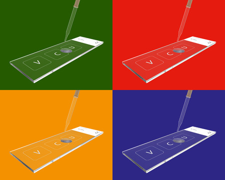 Laboratory slide glass with gynecological smear and eyedropperの写真素材