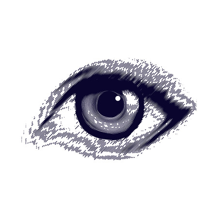 Vector illustration of human eye in vintage engraved styleのイラスト素材