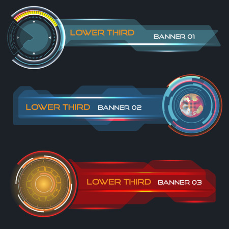 Set of vector lower third modern contemporary tv bottom bannersのイラスト素材