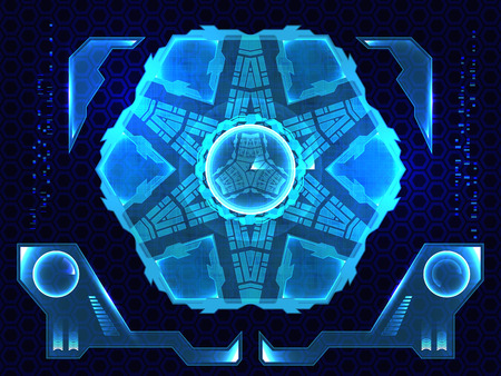 Futuristic sci-fi virtual touch user interface HUD elementsのイラスト素材