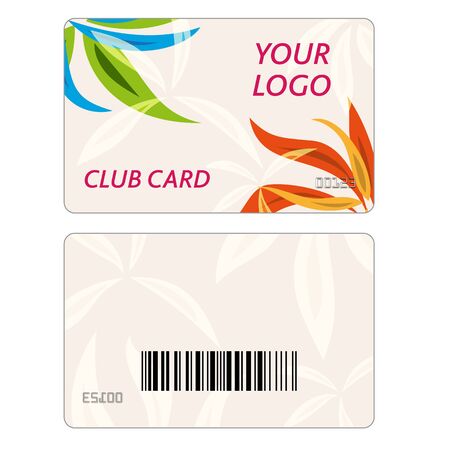 Set of colorful floral vector business cards, credit or discount cardsのイラスト素材