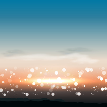 Sunrise or sunset natural vector background with light dust bokehのイラスト素材