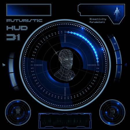 Futuristic sci-fi virtual touch user interface HUD elementsのイラスト素材