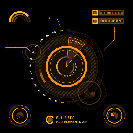 Futuristic sci-fi virtual touch user interface HUD elementsのイラスト素材