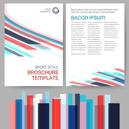 Vector sport style brochure template with abstract marine color theme semitransparent linesのイラスト素材