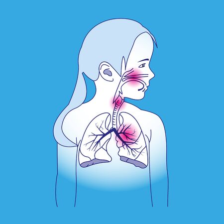 Vector Illustration of a Child Respiratory System Organsの写真素材