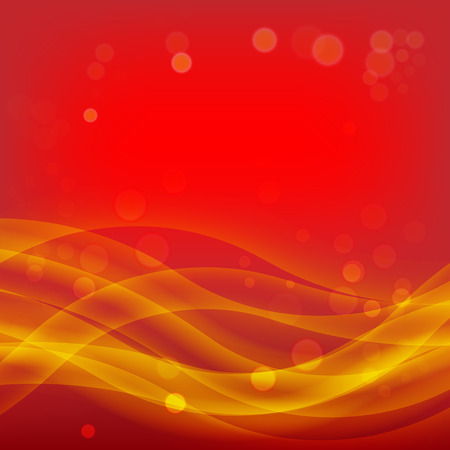 Red Christmas Abstract Background with Smooth Waves and Light Golden Bokeh Effectのイラスト素材