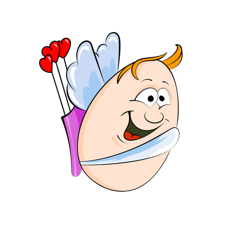 Vector cartoon egg-shaped happy Cupid with quiver and arrows designed for greeting cardsのイラスト素材