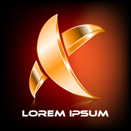 Volume metallic letter X icon design. templateのイラスト素材