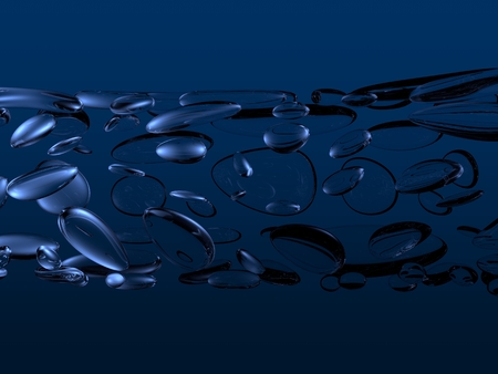 Swirl of water droplets on a blue background. Abstract 3D illustration renderの写真素材