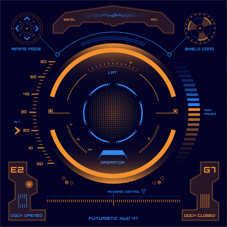 Set of futuristic user interface elements for dashboard or control panelのイラスト素材