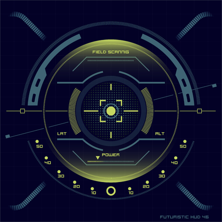 Set of futuristic user interface elements for dashboard or control panelのイラスト素材