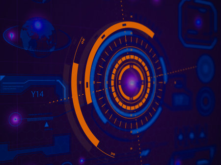 Futuristic user interface HUD on a display in a perspective view. Future concept.