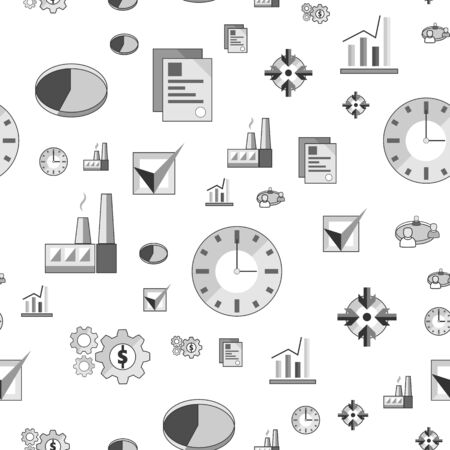 Flat industrial business monochrome gray vector icons seamless patternのイラスト素材