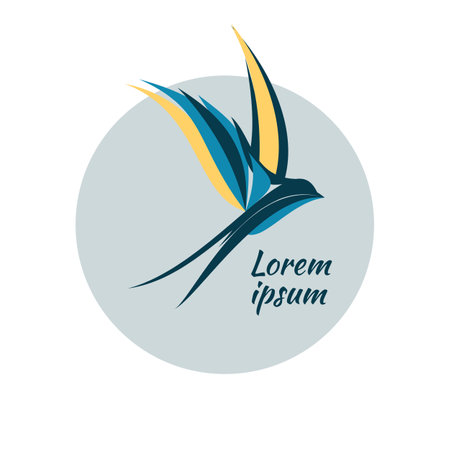 Abstract Colored Stylized Swallow Template for Logo Design, vector illustrationのイラスト素材