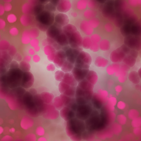 Abstract cell of virus or pathogenic bacterium under microscope, biofilm illustration.