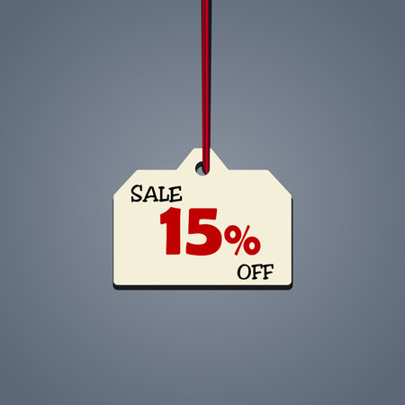 Simple discount tag. Sale vector badge template on a red lace. Price off sign. Special offer symbol, vector illustrationのイラスト素材