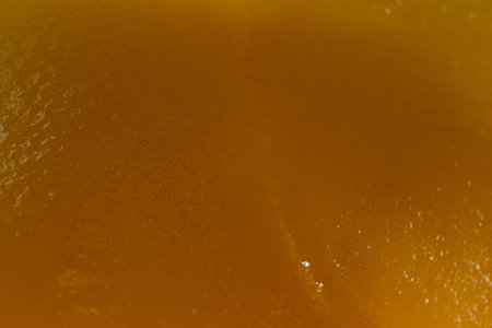 Honey orange textured liquid background, extreme close-up macro viewの写真素材