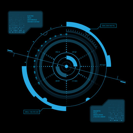 Sci fi futuristic user interface HUD. Blue virtual touch screen. Vector illustration.のイラスト素材