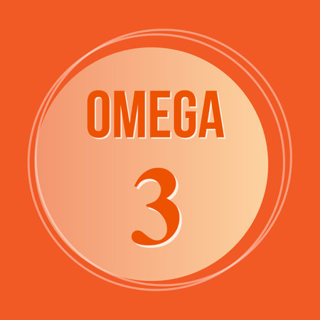 Omega 3 fat acid round icon, orange background, vector medical illustrationのイラスト素材