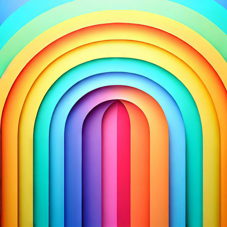 Abstract rainbow background made with colored paper. Digital illustrationの素材
