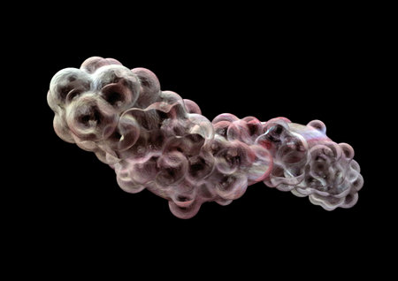 Organic shape 3d virus model isolated on black background, medical 3d rendering illustrationの写真素材