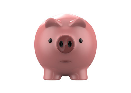 Pink piggy bank isolated on a white background. 3d rendering illustrationの写真素材