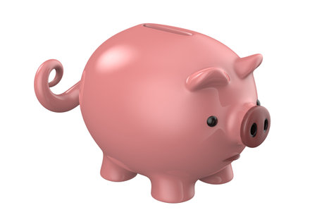 Pink piggy bank isolated on a white background. 3d rendering illustrationの写真素材