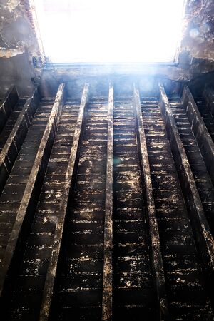 Old grunge wood planks with lightの写真素材