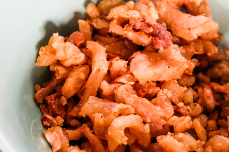 crackling food Close-up view of pork snackの写真素材