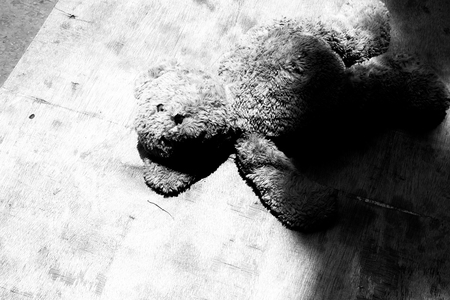 abandoned doll teddy bear loneliness and 
Homeless concept monochrome viewの写真素材