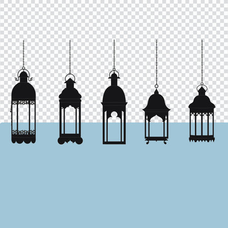 Ramadan Kareem. Set of lanterns. Vector illustration.の素材