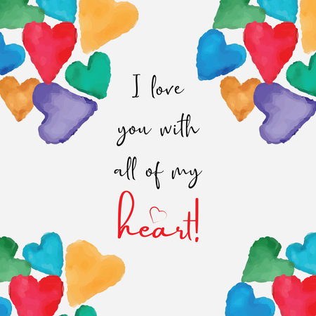 greeting card, watercolor hearts background, vector illustration,のイラスト素材