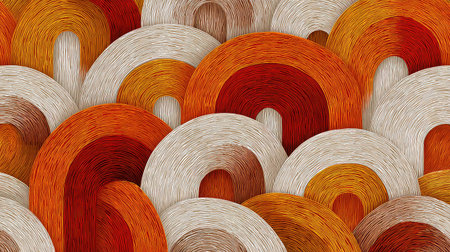 Abstract line art seamless pattern with soft curves and modern neutral paletteの素材