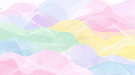 Abstract vector seamless pattern with wavy lines and geometric shapes in soft pastel tonesの素材