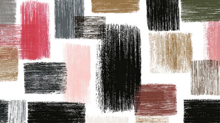 Abstract minimal seamless pattern of brushstroke textures and ink spotsの素材