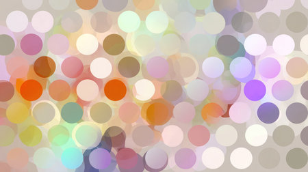 Polka dot vector pattern with gradient pastel circles on a neutral backgroundの素材
