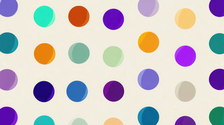 Polka dot vector pattern with gradient pastel circles on a neutral backgroundの素材