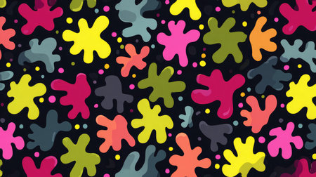 Seamless pattern of abstract gradient blobs and organic shapes in bright tonesの素材