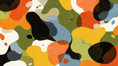Seamless pattern of abstract gradient blobs and organic shapes in bright tonesの素材