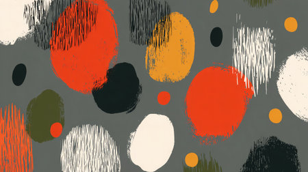 Seamless pattern with abstract brush shapes in modern muted tonesの素材