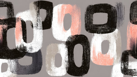 Seamless pattern with abstract brush shapes in modern muted tonesの素材