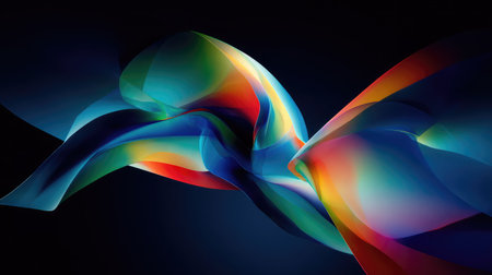 Splatter of neon shapes and gradients forming an energetic digital abstraction on blackの素材